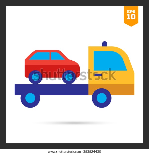 Icon of tow truck with\
loaded car