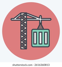 Icon Tower Crane. related to Civil Engineering symbol. color mate style. design editable