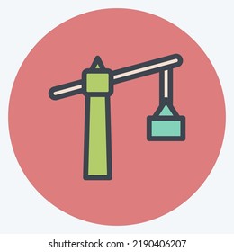 Icon Tower Crane. suitable for building symbol. color mate style. simple design editable. design template vector. simple illustration