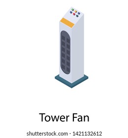 Icon of tower fan isometric design.
