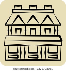 Icon Town House. related to Accommodations symbol. hand drawn style. simple design editable. simple illustration