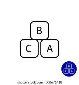 Icon of toy cubes with alphabet