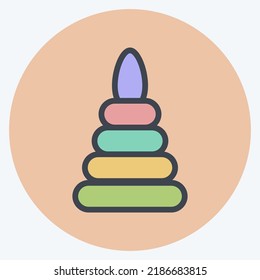 Icon Toy Pyramid. suitable for Kids symbol. color mate style. simple design editable. design template vector. simple illustration