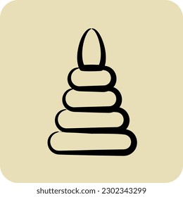 Icon Toy Pyramid. suitable for Kids symbol. hand drawn style. simple design editable. design template