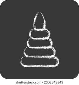 Icon Toy Pyramid. suitable for Kids symbol. chalk Style. simple design editable. design template vector