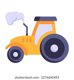 Un icono del diseño plano del tractor 