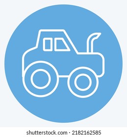 Icon Tractor. suitable for Education symbol. blue eyes style. simple design editable. design template vector. simple illustration