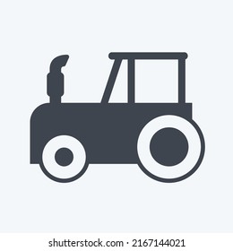 Symboltraktor. geeignet für Gartensymbol. Glyph-Stil. einfaches Design bearbeitbar. Designvorlage, Vektor. einfache Symbolillustration