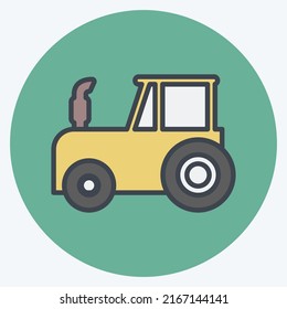Icon Tractor. suitable for Garden symbol. color mate style. simple design editable. design template vector. simple symbol illustration