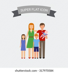 Icon of traditional family consisting of man, woman and three children