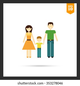 Icon of traditional family consisting of man, woman and one child