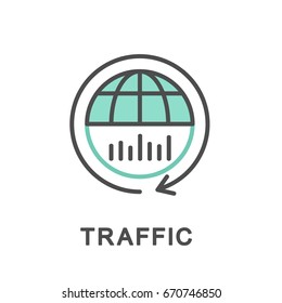 Icon the traffic changes shown in the diagram. The thin contour lines with color fills.