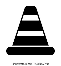 Icon Of Traffic Cone. Black Stencil Design. Vector Illustration.
