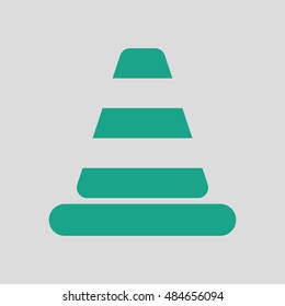 Icon of Traffic cone. Gray background with green. Vector illustration.