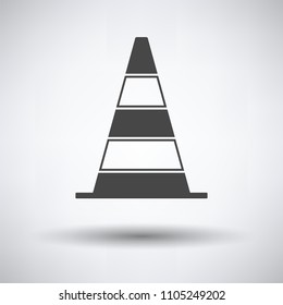 Icon of Traffic cone on gray background, round shadow. Vector illustration.