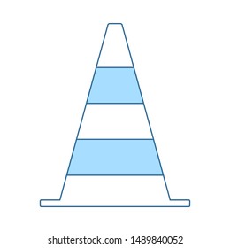 Icon Of Traffic Cone. Thin Line With Blue Fill Design. Vector Illustration.