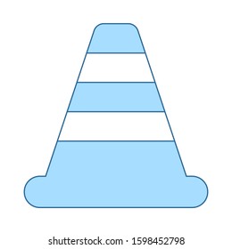 Icon Of Traffic Cone. Thin Line With Blue Fill Design. Vector Illustration.