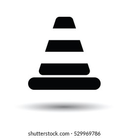 Icon of Traffic cone. White background with shadow design. Vector illustration.
