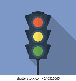 Icon of traffic light. Flat style