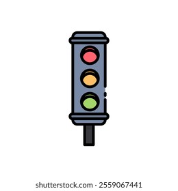 icon Traffic light ,signals managing vehicle. Suits transportation, urban planning, safety, technology, and traffic management concepts.Isolated white background editable,eps 10