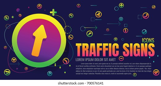 icon. Traffic Signs. modern design. vector illustration colorful on blue background. logo. symbol