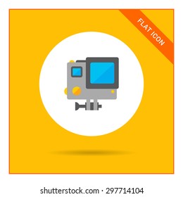 Icon of traffic speed camera in orange circle