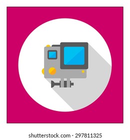 Icon of traffic speed camera in orange circle