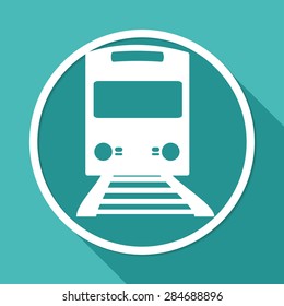 Icon Train on white circle with a long shadow