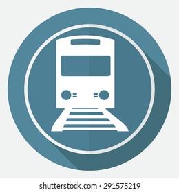 Icon Train on white circle with a long shadow