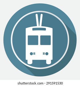 Icon Train on white circle with a long shadow