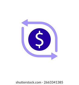 Symbol einer Transaktion, einzeln auf unscharfem Hintergrund.