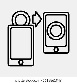 Icon transfer. Cashless society elements. Icon in line style.