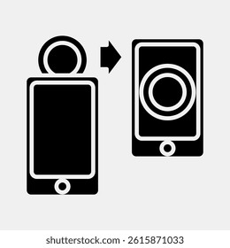 Icon transfer. Cashless society elements. Icon in glyph style.