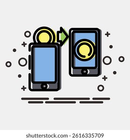Icon transfer. Cashless society elements. Icon in MBE style.