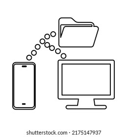 icono de transferencia de archivos de un medio a otro, ilustración vectorial