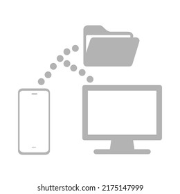 icon of transferring files from one medium to another, vector illustration