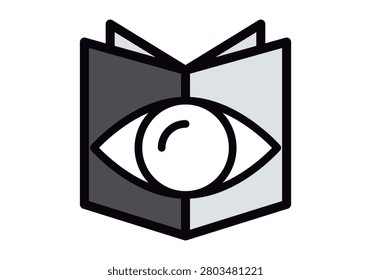 Icon of transparency and vision with eye and book