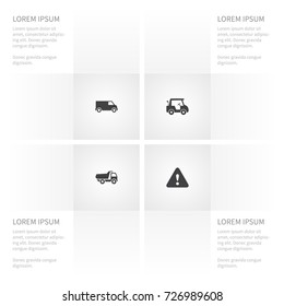 Icon Transport Set Of Bogie, Golfing, Warning And Other Vector Objects. Also Includes Cart, Highway, Golfing Elements.