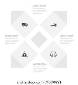 Icon Transportation Set Of Camion, Safety, Leisure And Other Vector Objects. Also Includes Golf, Leisure, Trailer Elements.