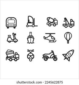 transporte de iconos conjunto simple de vectores