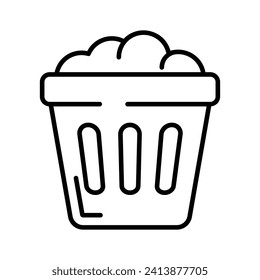 Icon of trash basket in modern style, isolated on white background