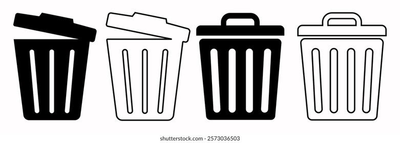 Icon of Trash bin, Delete symbol, logo illustration. Icon of Trash bin, Simple Recycle outline vector sign, Trash can linear style pictogram. Delete symbol, logo illustration, Modern vector trash can 