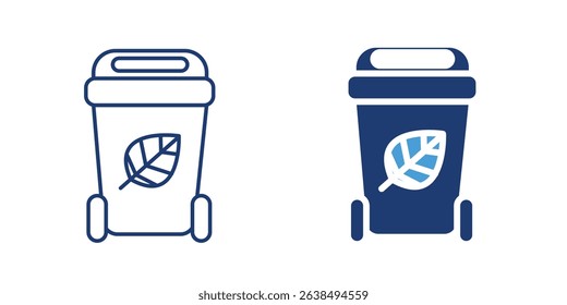 Icon of a trash bin with a leaf, symbolizing composting and organic waste management.