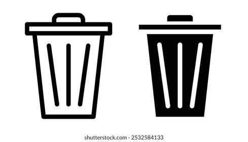 Icon of a trash bin, symbolizing waste disposal, recycling, or sanitation.