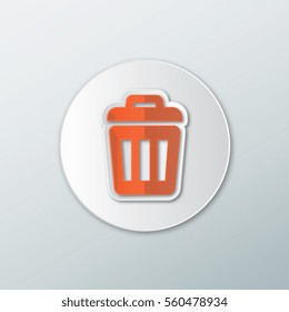 Icon trash can in a flat style with shadows on a white background.