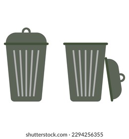Icono con basura se puede abrir cerrado. Ilustración vectorial.