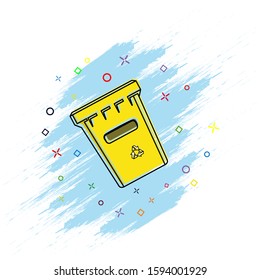 icon of the trash. Comic book style icon with splash effect. flat style. Isolated on white background.