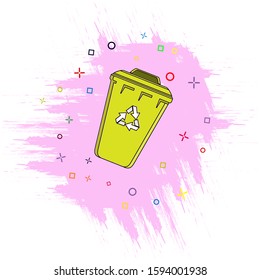  icon of the trash. Comic book style icon with splash effect. flat style. Isolated on white background.