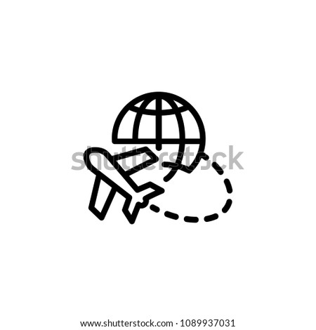 Icon of travel abroad. World, earth, international flight. Adventure concept. Can be used for topics like booking, travel agency, departure