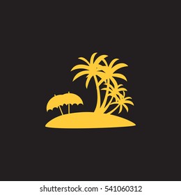 Icon travel company. Island with palms